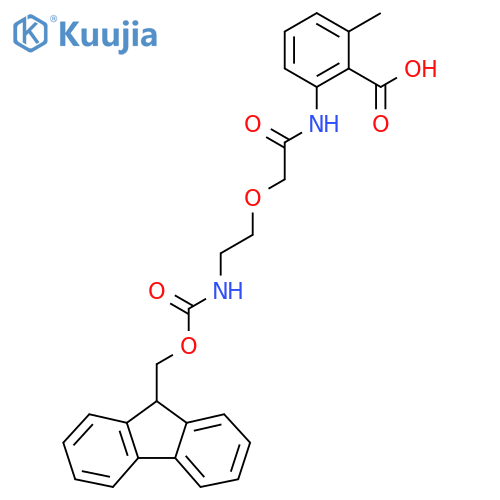 2-{2-2-({(9H-fluoren-9-yl)methoxycarbonyl}amino)ethoxyacetamido}-6-methylbenzoic acid structure