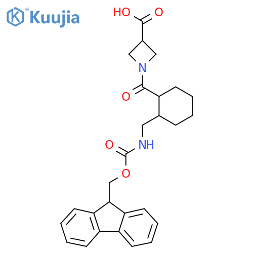 1-{2-({(9H-fluoren-9-yl)methoxycarbonyl}amino)methylcyclohexanecarbonyl}azetidine-3-carboxylic acid structure