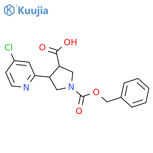 1-(benzyloxy)carbonyl-4-(4-chloropyridin-2-yl)pyrrolidine-3-carboxylic acid structure
