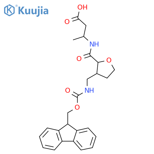 3-({3-({(9H-fluoren-9-yl)methoxycarbonyl}amino)methyloxolan-2-yl}formamido)butanoic acid structure
