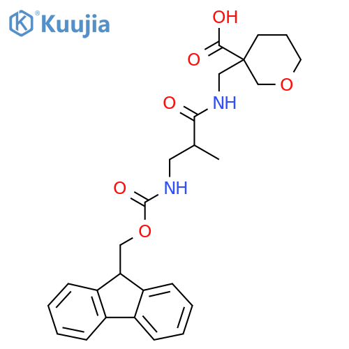 3-{3-({(9H-fluoren-9-yl)methoxycarbonyl}amino)-2-methylpropanamidomethyl}oxane-3-carboxylic acid structure
