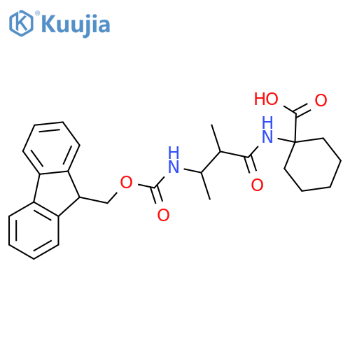 1-3-({(9H-fluoren-9-yl)methoxycarbonyl}amino)-2-methylbutanamidocyclohexane-1-carboxylic acid structure