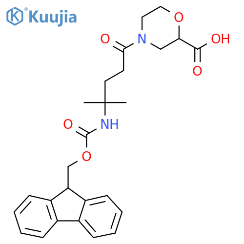 4-4-({(9H-fluoren-9-yl)methoxycarbonyl}amino)-4-methylpentanoylmorpholine-2-carboxylic acid structure