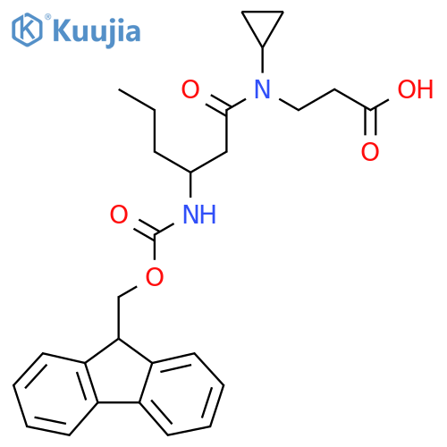 3-N-cyclopropyl-3-({(9H-fluoren-9-yl)methoxycarbonyl}amino)hexanamidopropanoic acid structure
