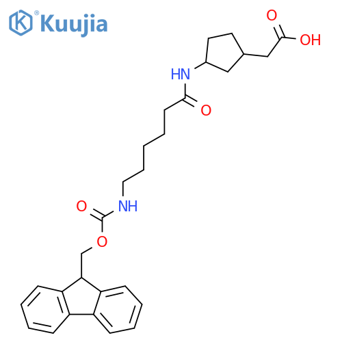 2-{3-6-({(9H-fluoren-9-yl)methoxycarbonyl}amino)hexanamidocyclopentyl}acetic acid structure