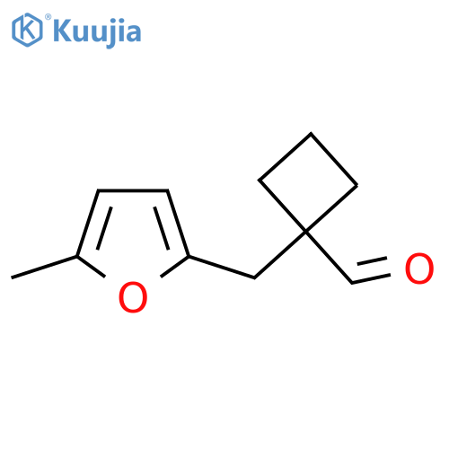 1-(5-methylfuran-2-yl)methylcyclobutane-1-carbaldehyde structure