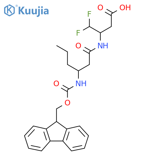 3-3-({(9H-fluoren-9-yl)methoxycarbonyl}amino)hexanamido-4,4-difluorobutanoic acid structure
