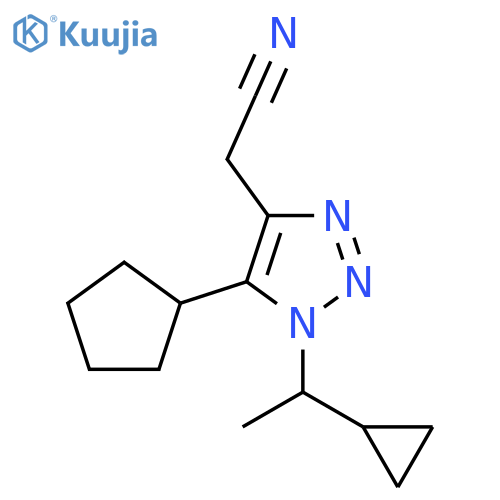2-[5-cyclopentyl-1-(1-cyclopropylethyl)-1H-1,2,3-triazol-4-yl]acetonitrile structure
