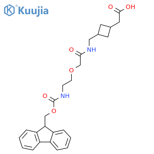 2-3-({2-2-({(9H-fluoren-9-yl)methoxycarbonyl}amino)ethoxyacetamido}methyl)cyclobutylacetic acid structure
