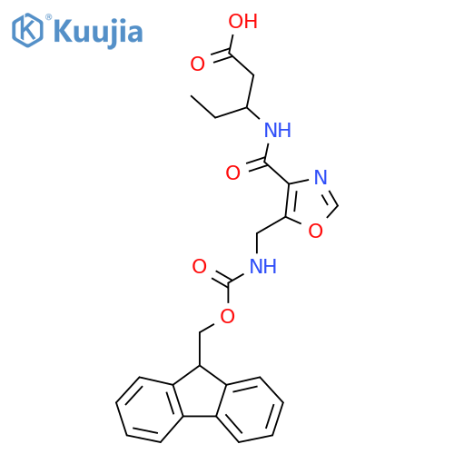 3-({5-({(9H-fluoren-9-yl)methoxycarbonyl}amino)methyl-1,3-oxazol-4-yl}formamido)pentanoic acid structure