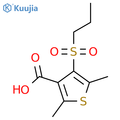 2,5-dimethyl-4-(propane-1-sulfonyl)thiophene-3-carboxylic acid structure