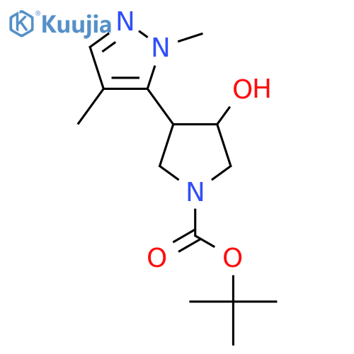 tert-butyl 3-(1,4-dimethyl-1H-pyrazol-5-yl)-4-hydroxypyrrolidine-1-carboxylate structure