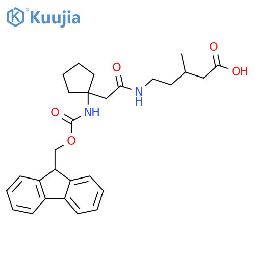 5-{2-1-({(9H-fluoren-9-yl)methoxycarbonyl}amino)cyclopentylacetamido}-3-methylpentanoic acid structure