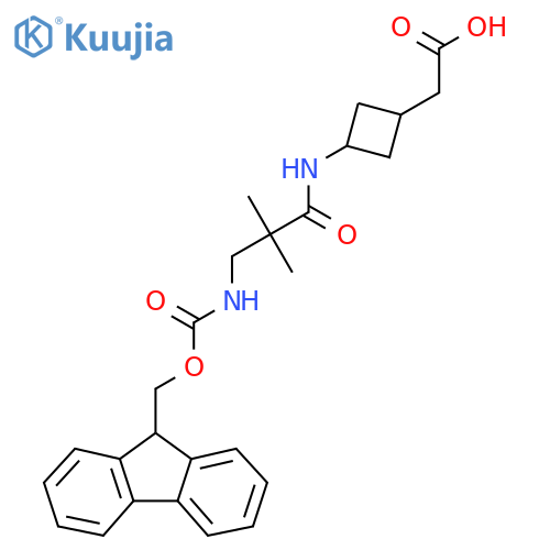 2-{3-[3-({[(9H-fluoren-9-yl)methoxy]carbonyl}amino)-2,2-dimethylpropanamido]cyclobutyl}acetic acid structure
