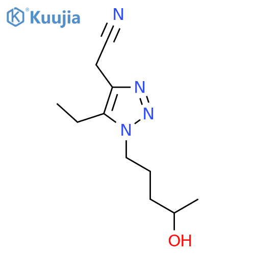 2-5-ethyl-1-(4-hydroxypentyl)-1H-1,2,3-triazol-4-ylacetonitrile structure