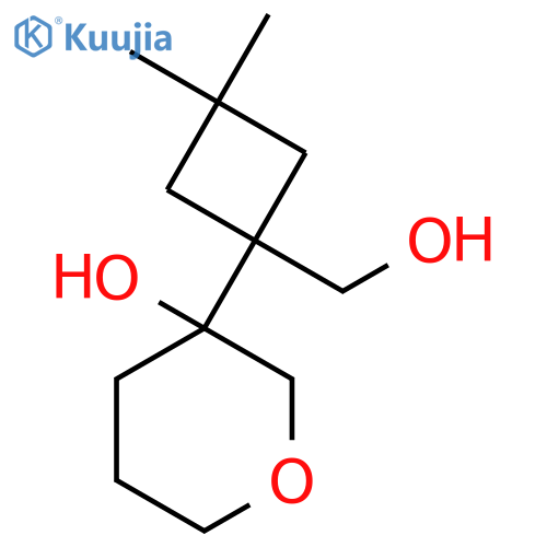 3-1-(hydroxymethyl)-3,3-dimethylcyclobutyloxan-3-ol structure