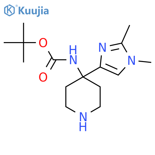 tert-butyl N-4-(1,2-dimethyl-1H-imidazol-4-yl)piperidin-4-ylcarbamate structure