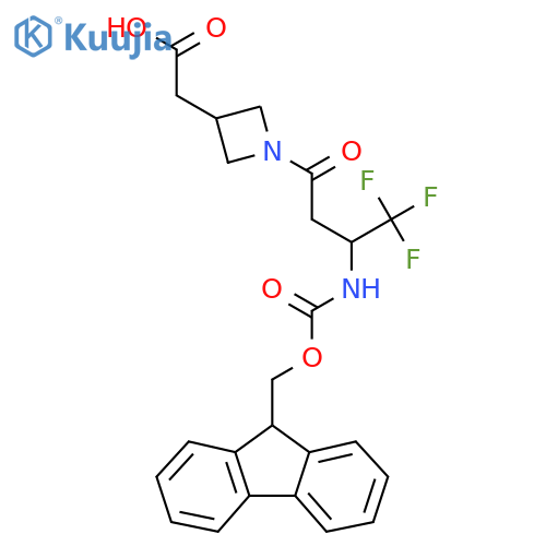 2-{1-3-({(9H-fluoren-9-yl)methoxycarbonyl}amino)-4,4,4-trifluorobutanoylazetidin-3-yl}acetic acid structure