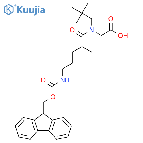 2-N-(2,2-dimethylpropyl)-5-({(9H-fluoren-9-yl)methoxycarbonyl}amino)-2-methylpentanamidoacetic acid structure