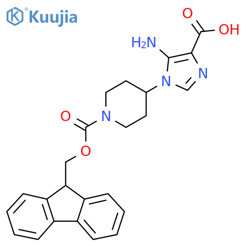 5-amino-1-(1-{(9H-fluoren-9-yl)methoxycarbonyl}piperidin-4-yl)-1H-imidazole-4-carboxylic acid structure