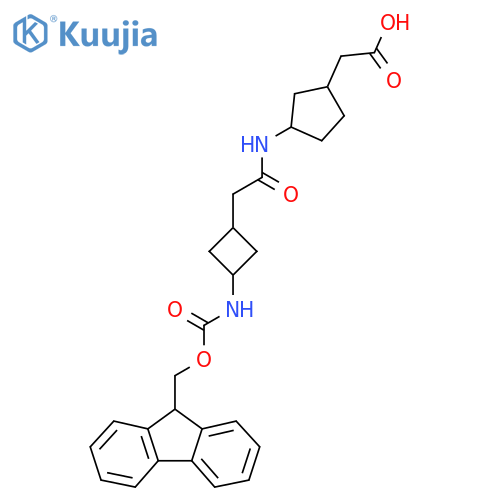 2-(3-{2-3-({(9H-fluoren-9-yl)methoxycarbonyl}amino)cyclobutylacetamido}cyclopentyl)acetic acid structure