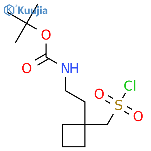 tert-butyl N-(2-{1-(chlorosulfonyl)methylcyclobutyl}ethyl)carbamate structure