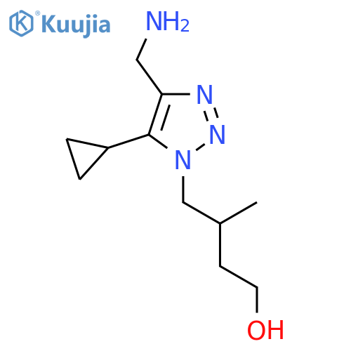 4-4-(aminomethyl)-5-cyclopropyl-1H-1,2,3-triazol-1-yl-3-methylbutan-1-ol structure