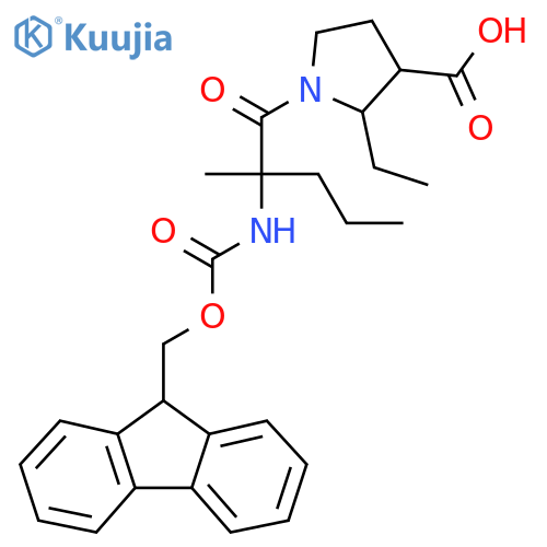 2-ethyl-1-2-({(9H-fluoren-9-yl)methoxycarbonyl}amino)-2-methylpentanoylpyrrolidine-3-carboxylic acid structure