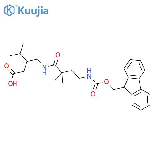 3-{4-({(9H-fluoren-9-yl)methoxycarbonyl}amino)-2,2-dimethylbutanamidomethyl}-4-methylpentanoic acid structure