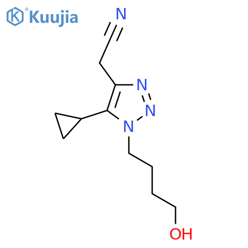 2-5-cyclopropyl-1-(4-hydroxybutyl)-1H-1,2,3-triazol-4-ylacetonitrile structure