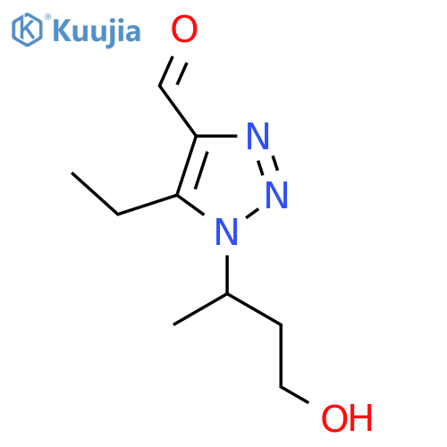 5-ethyl-1-(4-hydroxybutan-2-yl)-1H-1,2,3-triazole-4-carbaldehyde structure
