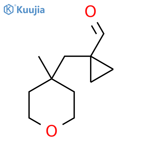 1-(4-methyloxan-4-yl)methylcyclopropane-1-carbaldehyde structure