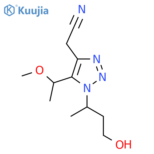 2-1-(4-hydroxybutan-2-yl)-5-(1-methoxyethyl)-1H-1,2,3-triazol-4-ylacetonitrile structure