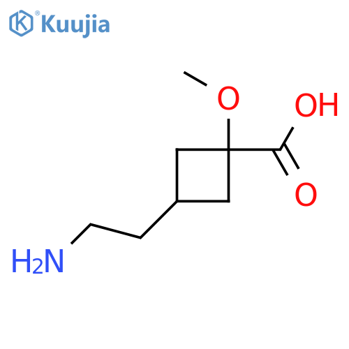 3-(2-aminoethyl)-1-methoxycyclobutane-1-carboxylic acid structure