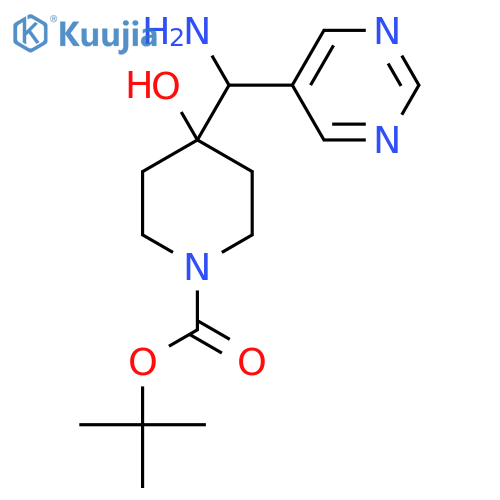 tert-butyl 4-amino(pyrimidin-5-yl)methyl-4-hydroxypiperidine-1-carboxylate structure