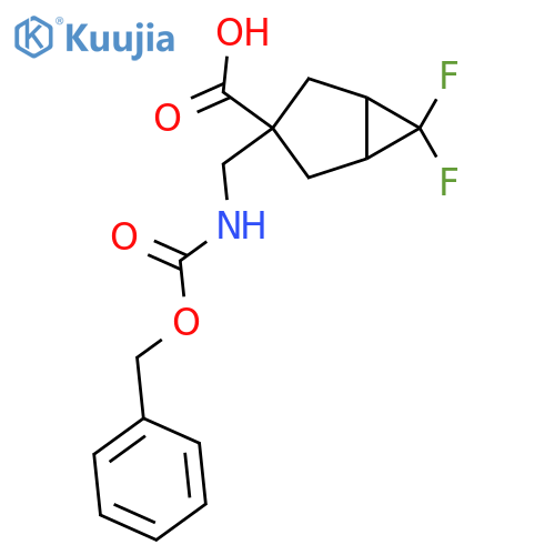 3-({(benzyloxy)carbonylamino}methyl)-6,6-difluorobicyclo3.1.0hexane-3-carboxylic acid structure