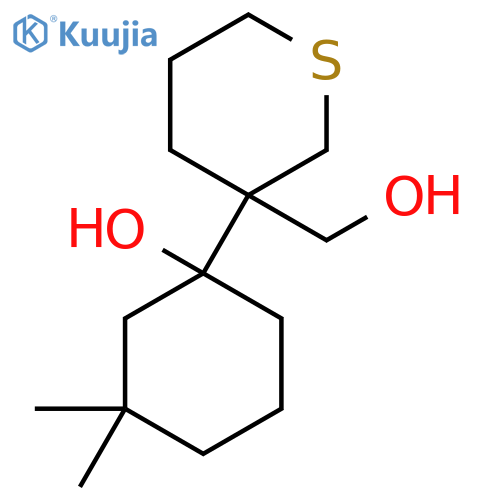 1-3-(hydroxymethyl)thian-3-yl-3,3-dimethylcyclohexan-1-ol structure