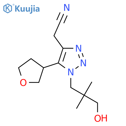 2-1-(3-hydroxy-2,2-dimethylpropyl)-5-(oxolan-3-yl)-1H-1,2,3-triazol-4-ylacetonitrile structure