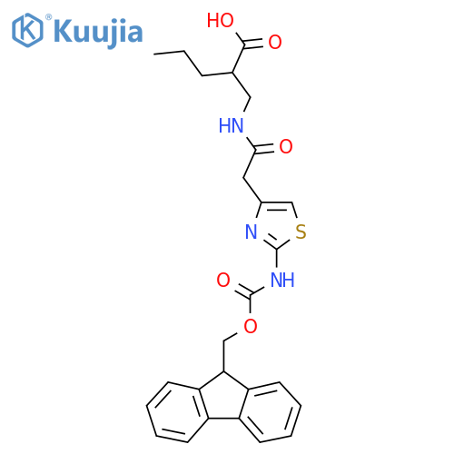 2-({2-2-({(9H-fluoren-9-yl)methoxycarbonyl}amino)-1,3-thiazol-4-ylacetamido}methyl)pentanoic acid structure
