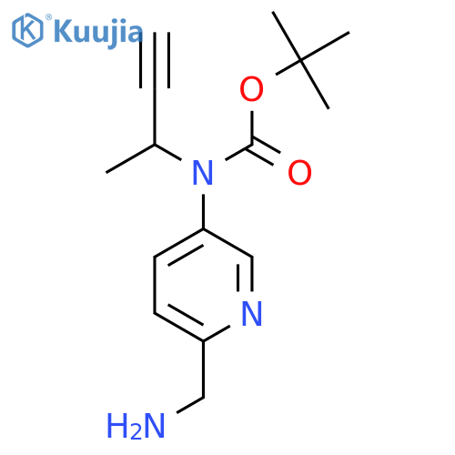tert-butyl N-6-(aminomethyl)pyridin-3-yl-N-(but-3-yn-2-yl)carbamate structure