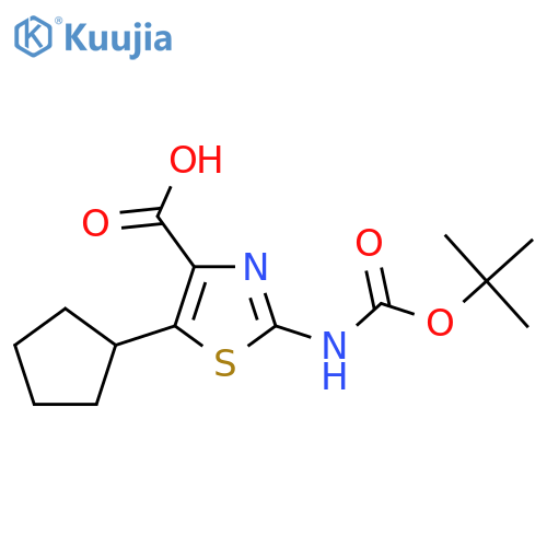 2-{[(Tert-butoxy)carbonyl]amino}-5-cyclopentyl-1,3-thiazole-4-carboxylic acid structure