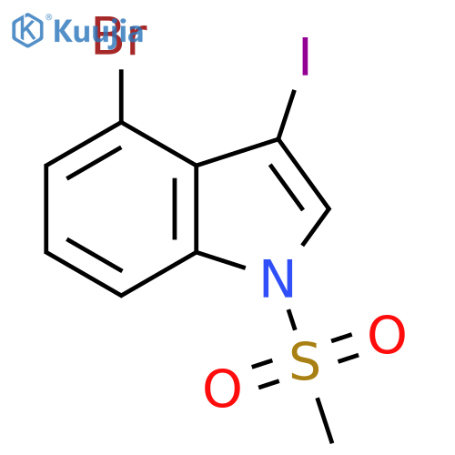 4-bromo-3-iodo-1-methanesulfonyl-1H-indole structure