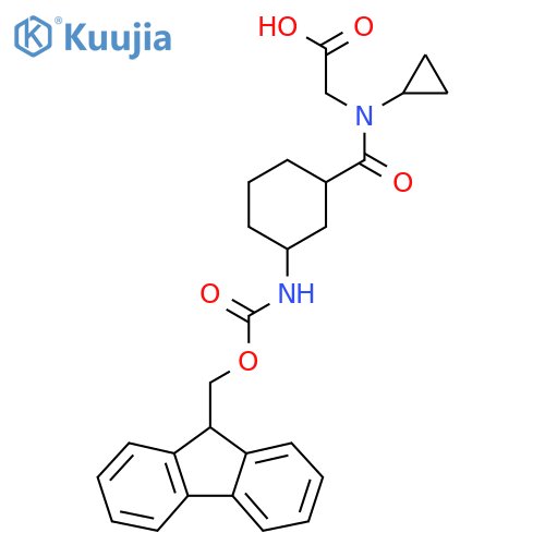 2-{N-cyclopropyl-1-3-({(9H-fluoren-9-yl)methoxycarbonyl}amino)cyclohexylformamido}acetic acid structure