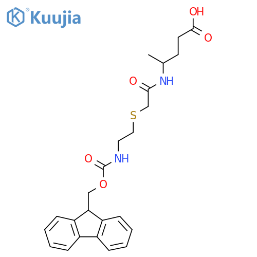 4-(2-{2-({(9H-fluoren-9-yl)methoxycarbonyl}amino)ethylsulfanyl}acetamido)pentanoic acid structure