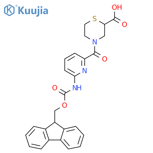 4-6-({(9H-fluoren-9-yl)methoxycarbonyl}amino)pyridine-2-carbonylthiomorpholine-2-carboxylic acid structure