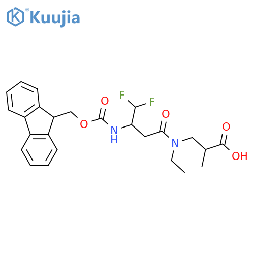 3-N-ethyl-3-({(9H-fluoren-9-yl)methoxycarbonyl}amino)-4,4-difluorobutanamido-2-methylpropanoic acid structure