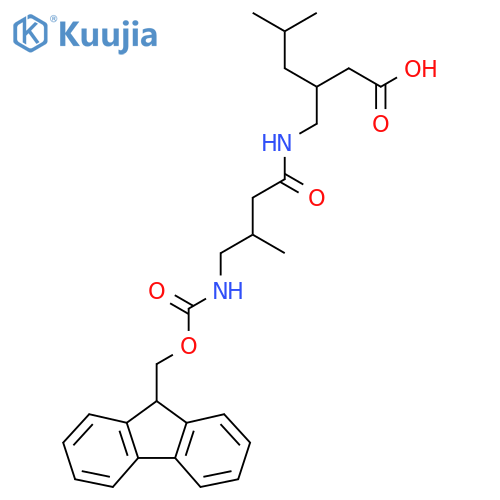3-{4-({(9H-fluoren-9-yl)methoxycarbonyl}amino)-3-methylbutanamidomethyl}-5-methylhexanoic acid structure