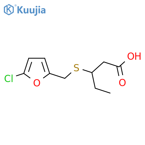 3-{(5-chlorofuran-2-yl)methylsulfanyl}pentanoic acid structure
