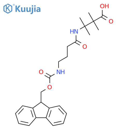 3-4-({(9H-fluoren-9-yl)methoxycarbonyl}amino)butanamido-2,2,3-trimethylbutanoic acid structure