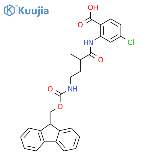 4-chloro-2-4-({(9H-fluoren-9-yl)methoxycarbonyl}amino)-2-methylbutanamidobenzoic acid structure